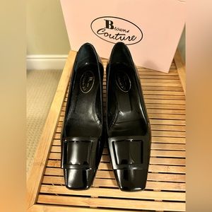 Browns Couture Black Patent Leather Low Heel. Size 9 Narrow